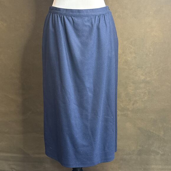 Pendleton Skirt Women's 14 Navy Blue 100% Wool Made In USA - Picture 1 of 11